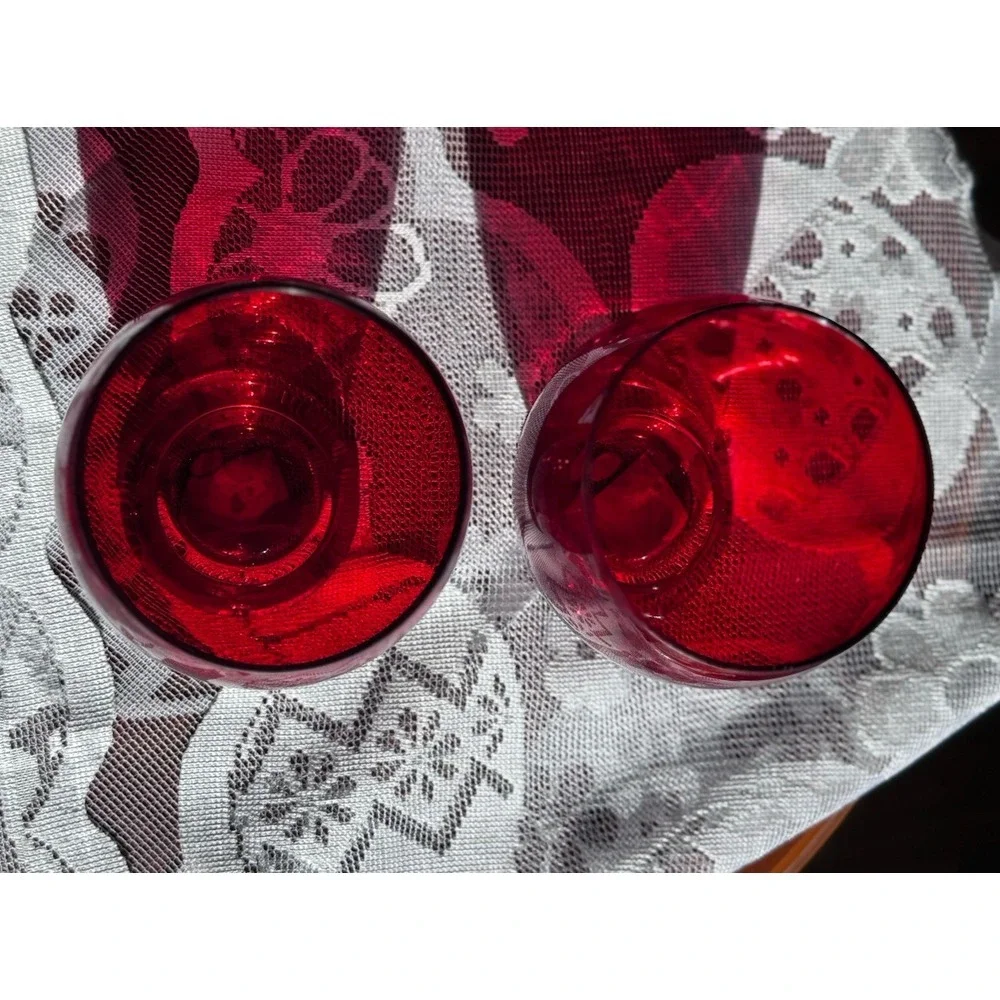 Set Of 2 Celebrations Red Candle‎ Holders Vases by Crystal Clear Industries